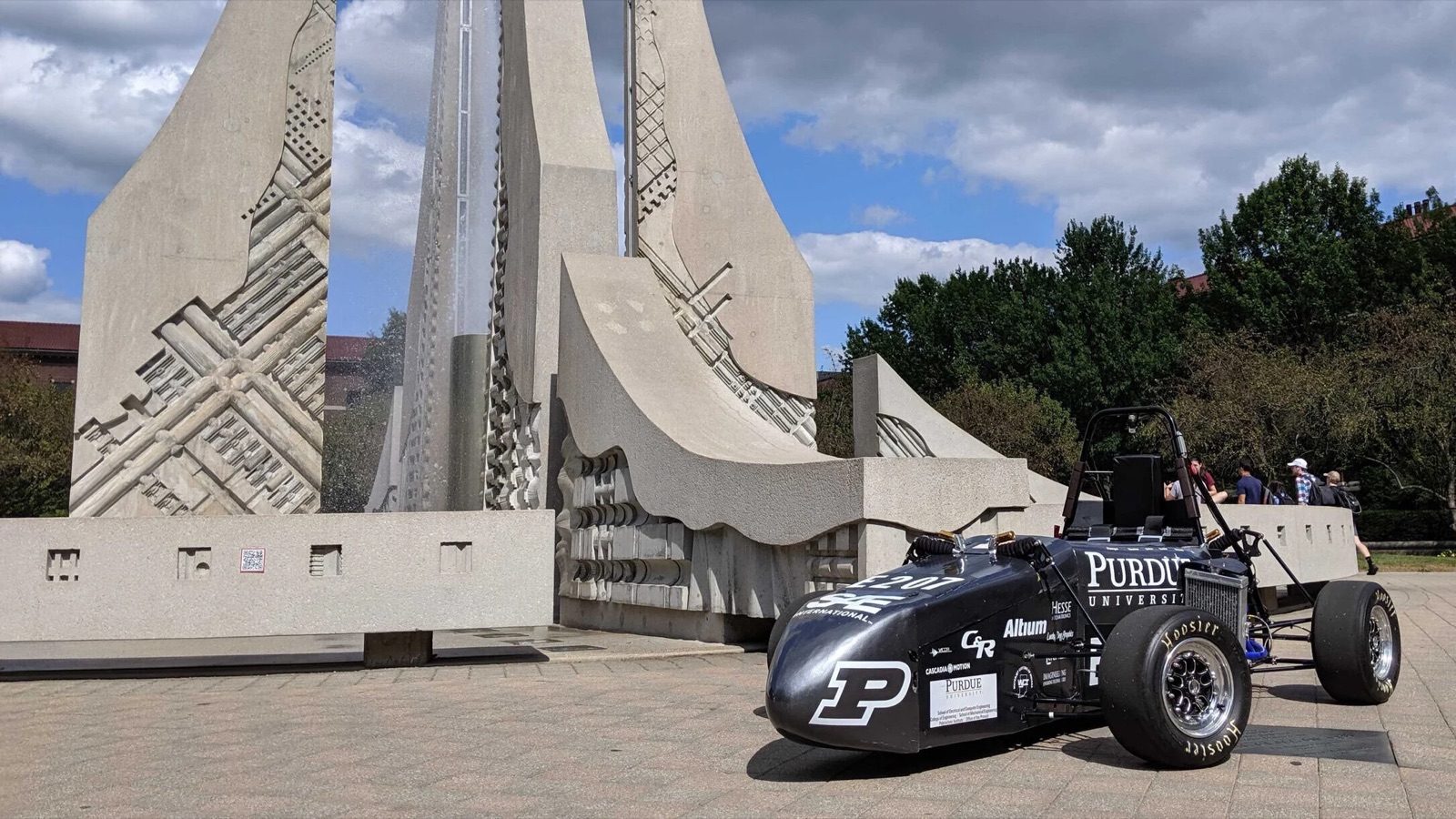Purdue Electric Racing car at the Engineering Fountain